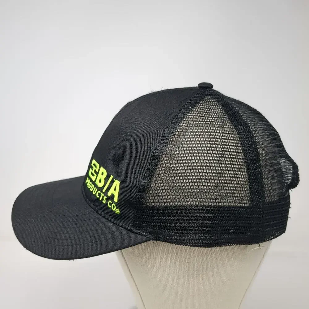 Black Trucker Hat One Size Mesh Back Snapback B/A Products Co Logo Company